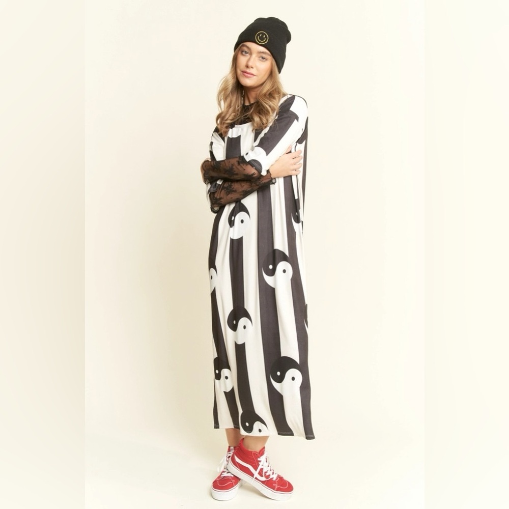 NWT JADE BY JANE YIN YANG STRIPED MIDI DRESS, VARIOUS SIZES - Picture 4 of 12